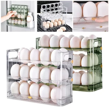 Удобен здрав държач за съхранение на яйца и хладилник Използвайте Голяма кутия за по-лесно завъртане на яйцата на 3 слой