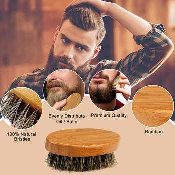 Мъжка четка за оформяне на брада, от естествена кабаньей четина Бамбук в Дървена четка за мустаци от бук Меко Средство за почистване на лице, Масаж на Полагане на Фризьорски салон