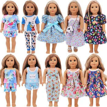 Кукла Синята Дрехи Рокля С Цветен Модел Ежедневни Облекла Костюм е Подходящ За 18-Инчовата Американската Кукла и 43 см Кукла Baby Born Аксесоари, Дрехи, Играчки За момичета
