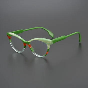 Цветен блок на японската индивидуални рамки за очила с кошачьим око ръчно изработени, оптични мъжки и дамски очила за късогледство, висококачествени очила