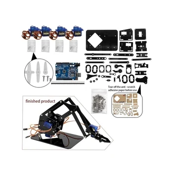 Комплект за Нокти Роботизирана ръка само за Arduino R3, Акрил с Висока твърдост, Подкрепа за програмиране Scracth, Безжично управление на PS/2.4 G