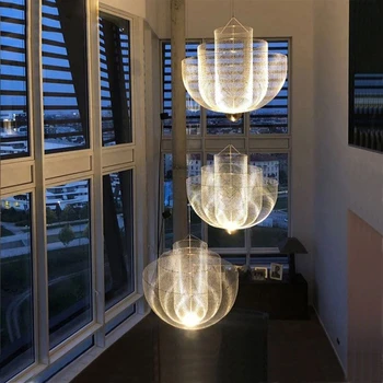 Желязна Художествена Окото Полилей Метални мрежести Окачен Лампа Италиански Дизайн на LED Hanglamp с Трапезария и Ресторант Промишлени Висящи Лампи