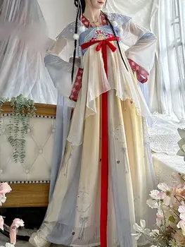 Китайските жени Hanfu, пола Tang Минг дължина до гърдите, непостоянно пролетно-летни дамски дрехи с принтом, панорамен костюм