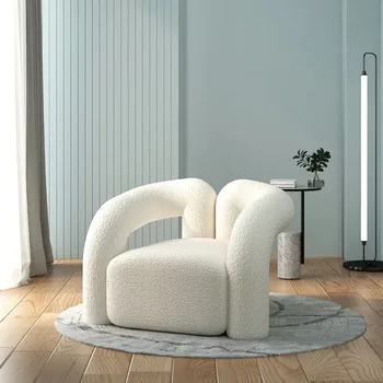 Луксозен диван-стол Nordic Home Single Living Room от вълна мързелив агне Елегантен диван-стол за почивка Модерен дизайн Divano Мебели за дома