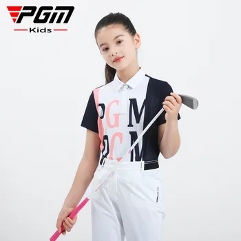 Детски тениски за голф PGM с къс ръкав, летни дрехи за момичета, дишаща, бързосъхнеща, YF590 на Едро