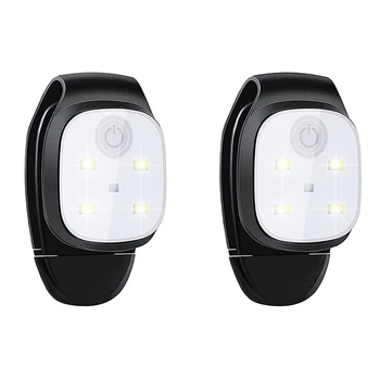 2 броя Външни нощни клип на ходовите светлините Отразяващи USB Акумулаторни led фенери за ходова част Аксесоари за бягане