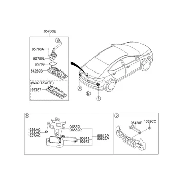 95760-F2001 Дръжката на вратата на багажника Камера за задно виждане 95760-F2300 за Hyundai Elantra 2017 + Резервно помещение система за помощ при паркиране на Багажника