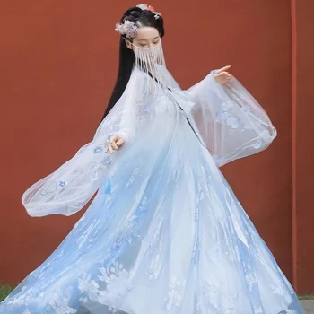 Китайското Традиционната рокля на принцеса Ханфу Женски сладко Дантелено Рокля С Бродерия Cosplay Фея Старинни Дрехи Дама Реколта Dance парти Dres