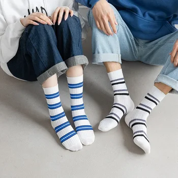 Мъжки спортни чорапи на райета, прости модни памучни чорапи в стил хип-хоп, мъжки Унисекс чорапи за скейтборд, улични чорапи-скарпетки, Harajuku Calceines