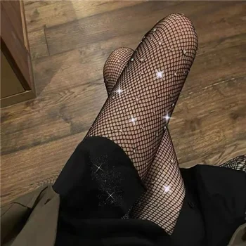Чорапогащник с диаманти Sutimine, Блестящи чорапи с диаманти, Гамаши, чорапогащи, дамски секси мрежести чорапогащи, Дамски Мрежести чорапи с кристали, чорапогащи