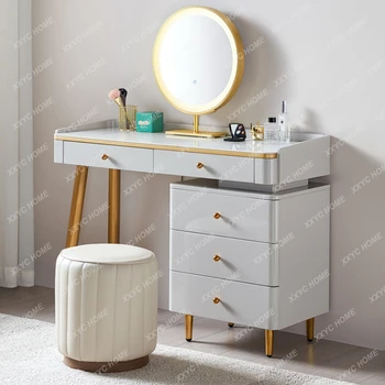 Лесен луксозен тоалетка от каменни плочи За съхранение на вещите в спалнята малък апартамент, с вграден огледален тоалетка