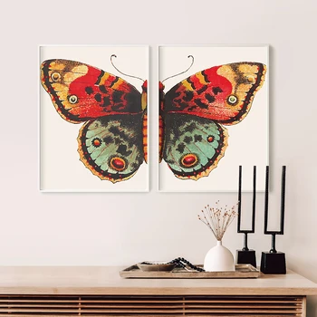 Скандинавски цвят стенен плакат с образа на пеперудите, модерен стил, печат върху платно, художественото оформление на пътеката, хол, спалня