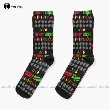 Аво Весела Вегетариански Kiwistmas Чорапи Чорапи Булката Персонализирани Потребителски Унисекс Чорапи за възрастни, юноши и младежи с дигитален печат 360 ° е Нова мода