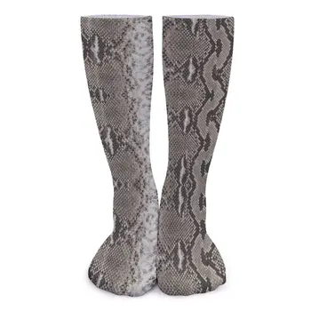 Чорапи от змийска кожа и питон, класически чорапи с принтом от изкуствена кожа животни, Зимни нескользящие дамски чорапи, меки дизайнерски улични чорапи