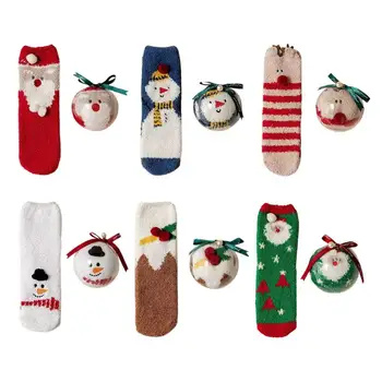 Пухкави чорапи Коледна ежедневни Коледна тема Пухкави чорапи Зимни чорапи Термоноски за спане на закрито Дома на Жената Момичета