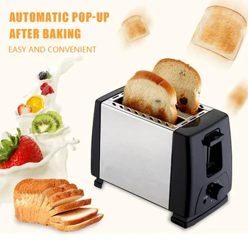 Автоматичен Тостер за хляб 2 филийки, Машина за приготвяне на закуска с бързото изгаряне, Домашен Тостер От неръждаема Стомана, Инструмент за печене и готвене