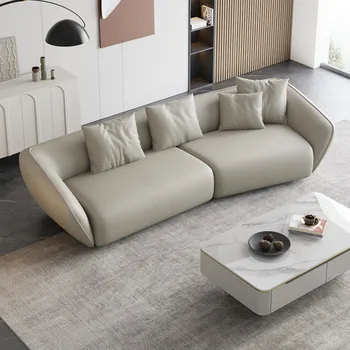 Мебели за дневна модерен диван silent wind, италиански ъглов диван специална форма, скандинавски прост дизайнерски диван за хол от телешка кожа