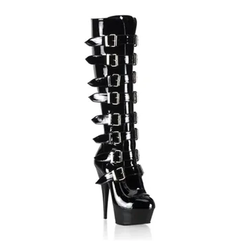 Каишка за обувки Personal knight, черни обувки за танци на един стълб среден размер, обувки за танци със звездите на ультравысоком ток 15 см