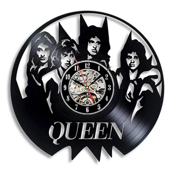 Стенен часовник Queen Rock Band Модерен дизайн Музикална тема Класически часовници с винил вътрешната плоскост Стенни часовници Изкуството за домашен интериор, Подаръци за музикант