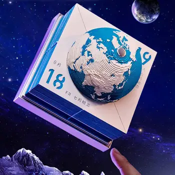 3D Стерео Модел на Земята Художествена обработка на хартия, Бележник Настолен Календар Бележник за водене на записки Стикери за Декорация домашен Офис Украса на масата