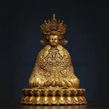 11-см китайската Бронзова Позлатена Статуя на Буда, Цар на Западна Небесна Майка от бронз