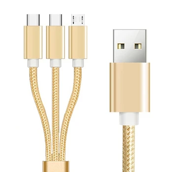 3 в 1 ивица на USB-Micro USB Type C, кабел за зареждане с няколко USB кабели за зареждане