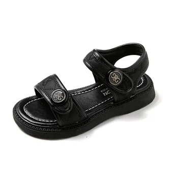 Детски черни сандали 2023, лятна нова студентски плажната обувки, сандали, меки нескользящая подметка, спортни сандали за почивка за момичета
