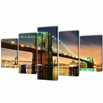 Платно без рамка 5шт Бруклинския мост, Ню Йорк, Стенно изкуство за всекидневната, плакати, щампи, Живопис, Начало декор, декорации