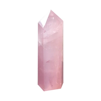 Колона от естествен розов кристал 4-5 см, вертикална стойка шестиугольной форми на пряка доставка