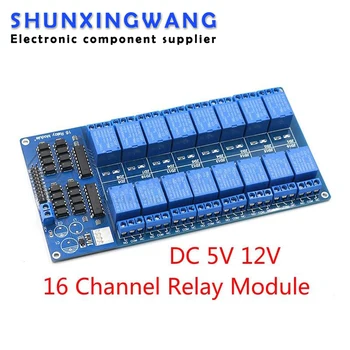 16-Канален Модул за Защита Реле за Постоянен Ток 5 В 12 В с Интерфейс на Микроконтролера Optocoupler LM2596 Power Relay За Arduino