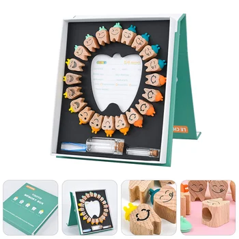 Кутия за съхраняване на млечните зъби Калъф за зъби Органайзер Кутии на паметта за Деца Домакински Детска Дървена