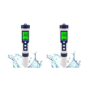 2X Тестер соли за плувни басейна, цифров измерител на соленост, машина за висока точност тестер соленост 5 В 1, за солена вода, комплект за изпитване на водонепропускливост