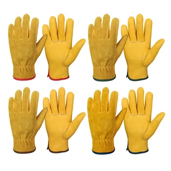 Мъжки и дамски ръкавици от дишаща естествена телешка кожа за градинарство и заваряване R7UA