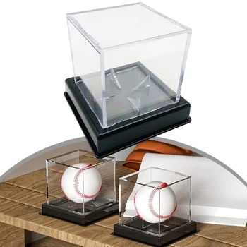 Бейзболна витрина Прозрачен Държач за топки Куб Акрилна Бейзболна кутия с Аксесоари за показване на бейзболни топки Подаръци 9-инчов бейзбол