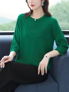 Обикновена върхове-пуловери, пролет-лято, Корейски модни Дамски дрехи, пуловер с къс ръкав, дамски пуловери Pull Femme