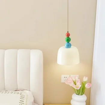 Модерен Стъклен Окачен лампа в минималистичном led бежово-кремовом стил, декоративни Нощни лампи, трапезария и кабинет