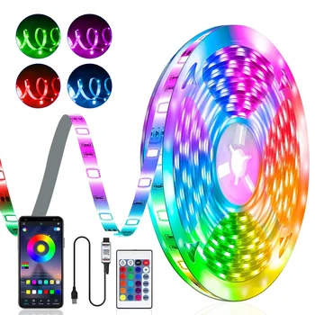 Подсветката на телевизора с led лента USB, RGB, 1 М-30 м, приложение за синхронизация на музика с напрежение 5 v, смяна на цвят, led светлини за украса на домашно парти в спалнята