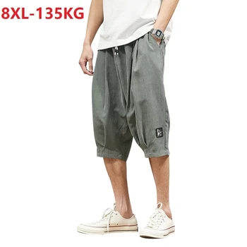 летни къси панталони мъжки модни шорти в японски стил градинска тънки дрехи големи размери 6XL 7XL 8XL оверсайз свободни оранжеви шорти еластичността 58