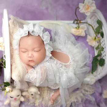 Дрехи за снимки на бебета, mesh cap с рюшами, завързана на анцуг, рокля, подпори за фото студио, костюм за фотосесия на новородено, подарък за душата