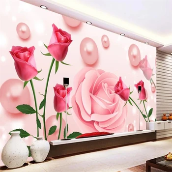 beibehang Тапети по поръчка 3d фотообои топли рози на фона на телевизора тапети за гости, стая хол и спалня на хотел 3D тапети