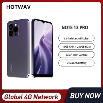 HOTWAV Note 13 Pro, 4G Смартфон 6,6 Инча HD Восьмиядерный 16 GB + 256 GB Мобилен Телефон 50 MP Камера 5160 ма 18 W Бързо Зареждане на Мобилен Телефон NFC