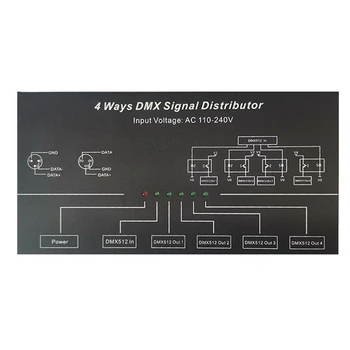 Сплитер Усилвател DMX512 Повторител на сигнала DMX512 1CH DMX121 4CH 4 Изходни Порта Разпределител на Сигнала DMX124, AC100V-240V