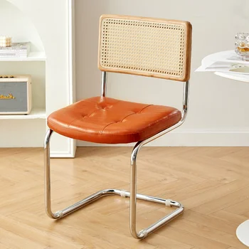 Трапезни столове за скандинавски, семейството, дизайнерски плетени столове от ратан в ретро стил, столове за почивка