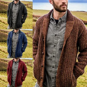 2023 Есенно-зимния мъжка жилетка на Европейски и американски однотонного вязаного пуловери с дълъг ръкав, палта, мъжко облекло